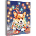 Корги с яркими огнями Животные Собака Новый год 100х125 Раскраска картина по номерам на холсте