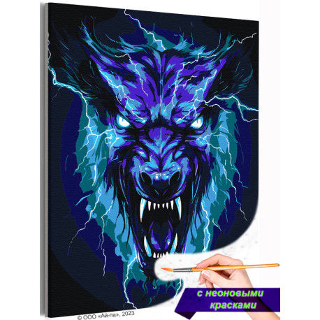  Свирепый зверь Животные Волк Монстр Фэнтези Яркая Раскраска картина по номерам на холсте с неоновыми красками AAAA-ST0002