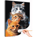Четыре пушистых кота Животные Кошки Котята Рыжий Смешная Мем Раскраска картина по номерам на холсте