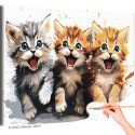 Три маленьких кота Животные Кошки Котята Рыжий Смешная Раскраска картина по номерам на холсте