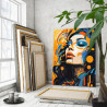  Яркий портрет стильной девушки Абстракция Женщина Люди Интерьерная 100х125 Раскраска картина по номерам на холсте с неоновыми к