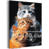 Четыре пушистых кота Животные Кошки Котята Рыжий Смешная Мем 80х100 Раскраска картина по номерам на холсте