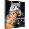 Четыре пушистых кота Животные Кошки Котята Рыжий Смешная Мем 100х125 Раскраска картина по номерам на холсте