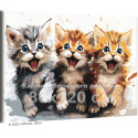 Три маленьких кота Животные Кошки Котята Рыжий Смешная 80х120 Раскраска картина по номерам на холсте