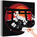 1 Красное солнце и цветы Япония Природа Горы Сакура 40х40 Раскраска картина по номерам на холсте