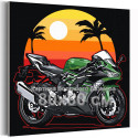Мотоцикл на фоне заката Байк Пляж Для мужчин 80х80 Раскраска картина по номерам на холсте