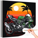 1 Мотоцикл на фоне заката Байк Пляж Для мужчин 40х40 Раскраска картина по номерам на холсте