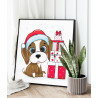 2 Щенок с рождественским подарком Животные Собака Новый год Зима Для детей Детская Для мальчика Для девочки 80х80 Раскраска карт