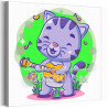 Котенок с гитарой Животные Кошки Коты Музыка Для детей Детская Для девочек Для мальчика Легкая 80х80 Раскраска картина по номера