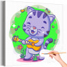 1 Котенок с гитарой Животные Кошки Коты Музыка Для детей Детская Для девочек Для мальчика Легкая Раскраска картина по номерам на