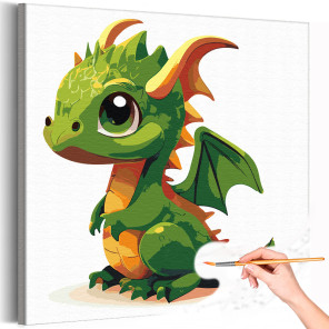 1 Малыш дракон с крыльями Животные Динозавр Для детей Детская Для девочек Для мальчиков Легкая Раскраска картина по номерам на х