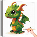 Малыш дракон с крыльями Животные Динозавр Для детей Детская Для девочек Для мальчиков Легкая Раскраска картина по номерам на холсте