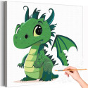 1 Зеленый дракон малыш Животные Динозавр Для детей Детская Для девочек Для мальчиков Легкая Раскраска картина по номерам на холс