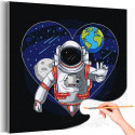 1 Космонавт в сердце на фоне планет Космос Люди Для мальчиков Раскраска картина по номерам на холсте