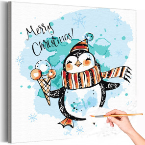1 Веселый пингвин с мороженым Коллекция Сute penguin Животные Рождество Новый год Дети Для детей Детские Для девочек Для мальчик