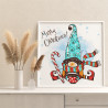 2 Новогодний гномик с чашкой и конфеткой Новый год Рождество Праздник Для детей Раскраска картина по номерам на холсте