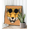 2 Леопард с черными очками / Животные 100х100 см Раскраска картина по номерам на холсте