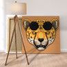 3 Леопард с черными очками / Животные 100х100 см Раскраска картина по номерам на холсте