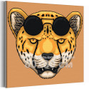 Леопард с черными очками / Животные 80х80 см Раскраска картина по номерам на холсте