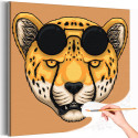 Леопард с черными очками / Животные Раскраска картина по номерам на холсте