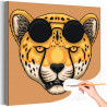 1 Леопард с черными очками / Животные Раскраска картина по номерам на холсте