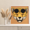3 Леопард с черными очками / Животные Раскраска картина по номерам на холсте