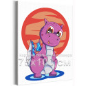 Дракон на фоне красной луны Животные Динозавры Символ года Детская Для детей Для девочек Для мальчиков 75х100 Раскраска картина 