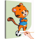 Тигренок футболист Животные Спорт Для детей Детская Для девочек Для мальчика Легкая Раскраска картина по номерам на холсте