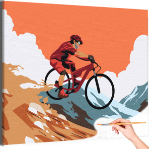 1 Мужчина на горном велосипеде Люди Природа Горы Пейзаж Спорт Для детей Детская Для мальчиков Для девочек Раскраска картина по н