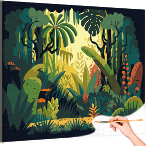 1 Природа жарких стран Лес Пейзаж Тропики Деревья Раскраска картина по номерам на холсте
