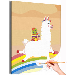1 Маленькая лама с кактусом Лето Цветы Животные Для детей Детская Для девочек Для мальчиков Яркая Раскраска картина по номерам н