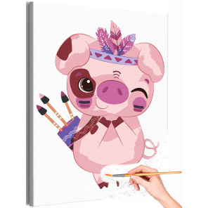 1 Хитрая свинка Коллекция Сute indians Животные Свинья Для детей Детские Для малышей Для девочек Для мальчиков Раскраска картина