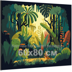 Природа жарких стран Лес Пейзаж Тропики Деревья 60х80 Раскраска картина по номерам на холсте