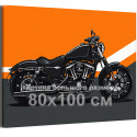 Черный мотоцикл на оранжевом фоне Техника Байк Для мужчин 80х100 Раскраска картина по номерам на холсте
