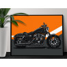 2 Черный мотоцикл на оранжевом фоне Техника Байк Для мужчин 80х100 Раскраска картина по номерам на холсте