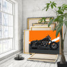 3 Черный мотоцикл на оранжевом фоне Техника Байк Для мужчин 80х100 Раскраска картина по номерам на холсте