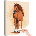 Коричневая лошадь Животные Конь Для детей Для девочек Для мальчика Раскраска картина по номерам на холсте