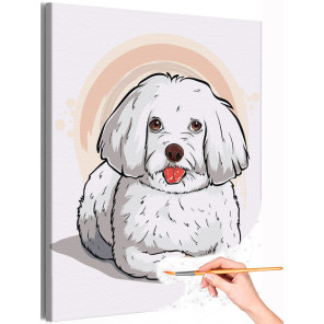 1 Белая болонка Животные Собаки Для детей Для девочек Для мальчика Раскраска картина по номерам на холсте