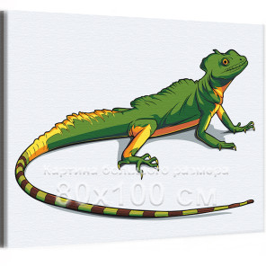 Зеленая ящерица Животные Хамелеон Для детей Для мальчика Для девочек 80х100 Раскраска картина по номерам на холсте
