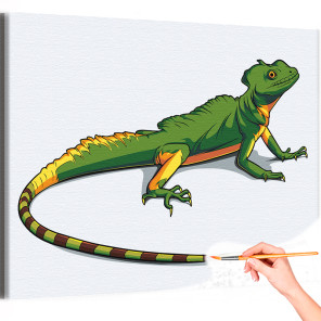 1 Зеленая ящерица Животные Хамелеон Для детей Для мальчика Для девочек Раскраска картина по номерам на холсте