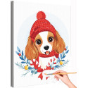 1 Рождественская спаниель Животные Собака Новый год Рождество Зима Для детей Детская Раскраска картина по номерам на холсте