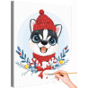 1 Рождественская хаски Животные Собака Новый год Рождество Зима Для детей Детская Раскраска картина по номерам на холсте
