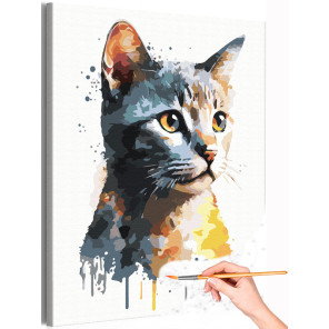 1 Портрет желтоглазого котенка Животные Кошки Коты Раскраска картина по номерам на холсте