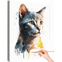 Портрет желтоглазого котенка Животные Кошки Коты Раскраска картина по номерам на холсте