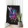 2 Маленькая колибри на цветке Птицы Природа Фиолетовая 80х100 Раскраска картина по номерам на холсте