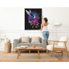5 Маленькая колибри на цветке Птицы Природа Фиолетовая 80х100 Раскраска картина по номерам на холсте