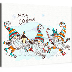 Забавные рождественские гномы Коллекция Cute gnomes Зима Новый год Дети Для детей Детские Для девочек 100х125 Раскраска картина 