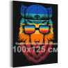 Цветной волк в очках Животные Хищники Радужные 100х125 Раскраска картина по номерам на холсте