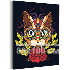 Украшенная кошка Животные Кот Египет 80х100 Раскраска картина по номерам на холсте