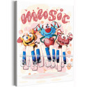 Музыкальные монстры с сердцем Коллекция Cute monsters Смешные Для детей Детские Для девочек Для мальчиков 80х100 Раскраска картина по номерам на холсте